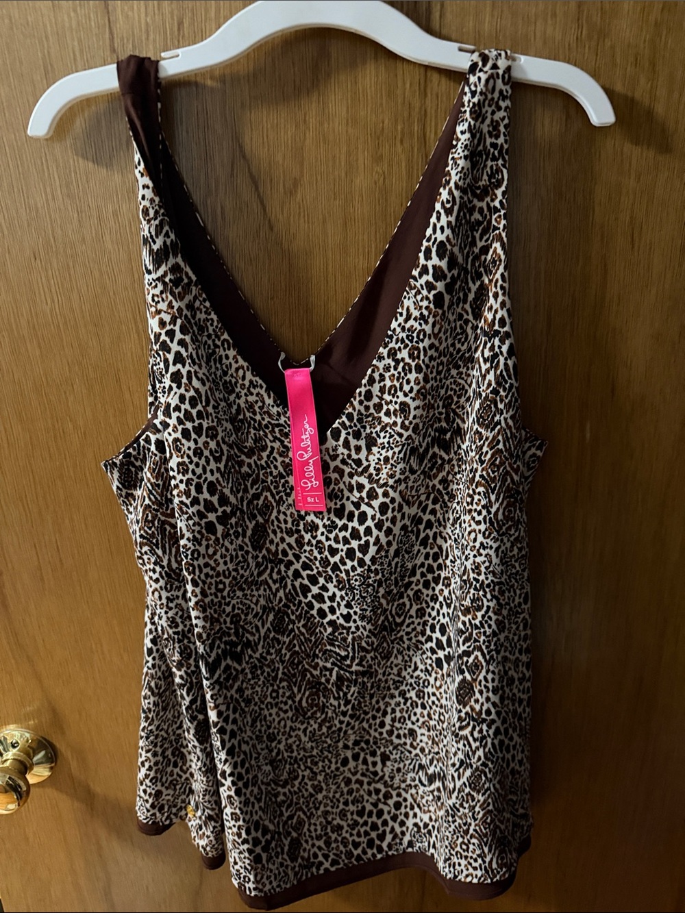 Lilly Pulitzer Leopard Print Brown V-Neck Sleeveless Top